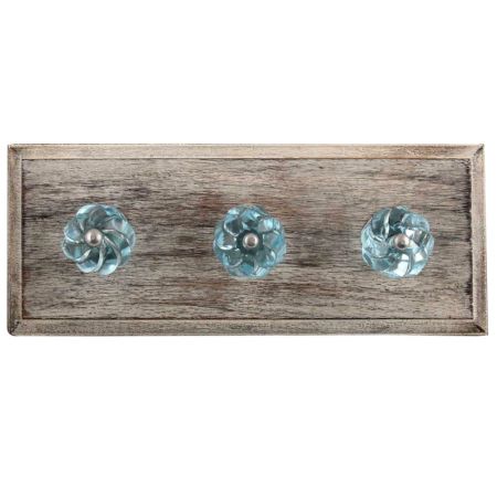 Water Interior Cut Glass Wooden Hooks